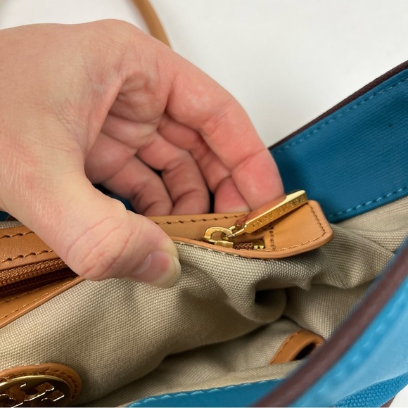 TORY BURCH Jaden Bag Coconut Canvas Leather Tote - Picture 14 of 16